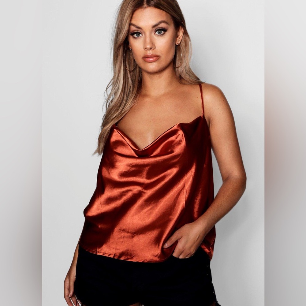 Boohoo size14 nwot rust cami drape front